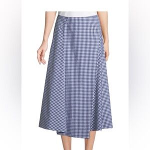 Theory Hartman Blue and White Gingham Flounce Skirt Cotton Size 8 -Like New!
